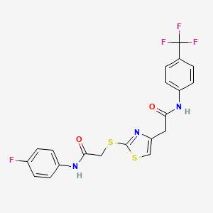 N-(4-fluorophenyl)-2-((4-(2-oxo-2-((4-(trifluoromethyl)phenyl)amino)ethyl)thiazol-2-yl)thio)acetamide