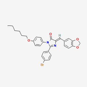 (5Z)-5-(1,3-benzodioxol-5-ylmethylidene)-2-(4-bromophenyl)-3-(4-hexoxyphenyl)imidazol-4-one