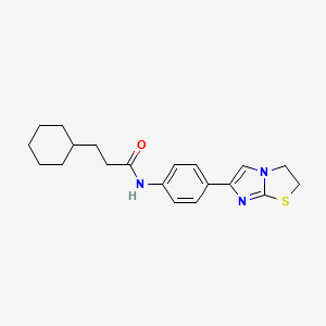molecular formula C20H25N3OS B2891389 3-cyclohexyl-N-(4-(2,3-dihydroimidazo[2,1-b]thiazol-6-yl)phenyl)propanamide CAS No. 893995-52-3