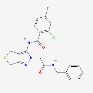 N-(2-(2-(benzylamino)-2-oxoethyl)-4,6-dihydro-2H-thieno[3,4-c]pyrazol-3-yl)-2-chloro-4-fluorobenzamide