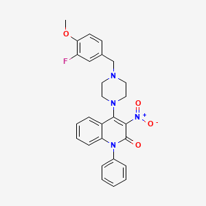 4-(4-(3-fluoro-4-methoxybenzyl)piperazin-1-yl)-3-nitro-1-phenylquinolin-2(1H)-one