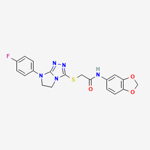 N-(benzo[d][1,3]dioxol-5-yl)-2-((7-(4-fluorophenyl)-6,7-dihydro-5H-imidazo[2,1-c][1,2,4]triazol-3-yl)thio)acetamide