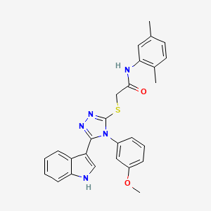 molecular formula C27H25N5O2S B2891419 N-(2,5-dimethylphenyl)-2-{[5-(1H-indol-3-yl)-4-(3-methoxyphenyl)-4H-1,2,4-triazol-3-yl]sulfanyl}acetamide CAS No. 946329-37-9