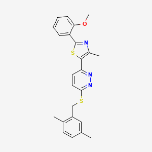 molecular formula C24H23N3OS2 B2891460 3-{[(2,5-dimethylphenyl)methyl]sulfanyl}-6-[2-(2-methoxyphenyl)-4-methyl-1,3-thiazol-5-yl]pyridazine CAS No. 954589-55-0