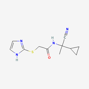 molecular formula C11H14N4OS B2891463 N-(1-Cyano-1-cyclopropylethyl)-2-(1H-imidazol-2-ylsulfanyl)acetamide CAS No. 1436268-18-6