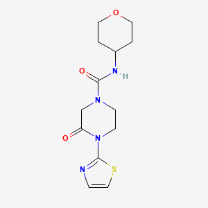 molecular formula C13H18N4O3S B2891494 N-(oxan-4-yl)-3-oxo-4-(1,3-thiazol-2-yl)piperazine-1-carboxamide CAS No. 2320383-24-0