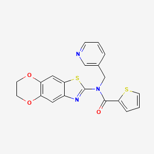 molecular formula C20H15N3O3S2 B2891510 N-(6,7-dihydro-[1,4]dioxino[2,3-f][1,3]benzothiazol-2-yl)-N-(pyridin-3-ylmethyl)thiophene-2-carboxamide CAS No. 895023-46-8