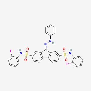 molecular formula C31H22I2N4O4S2 B2891511 N2,N7-bis(2-iodophenyl)-9-(2-phenylhydrazin-1-ylidene)-9H-fluorene-2,7-disulfonamide CAS No. 325695-44-1