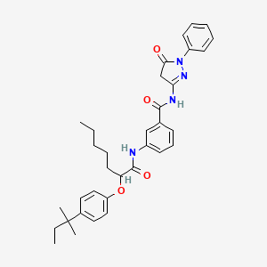 molecular formula C34H40N4O4 B2891527 3-{2-[4-(2-methylbutan-2-yl)phenoxy]heptanamido}-N-(5-oxo-1-phenyl-4,5-dihydro-1H-pyrazol-3-yl)benzamide CAS No. 69080-99-5