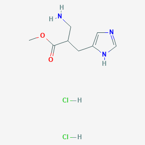 molecular formula C8H15Cl2N3O2 B2891549 methyl 3-amino-2-[(1H-imidazol-5-yl)methyl]propanoate dihydrochloride CAS No. 2416230-47-0