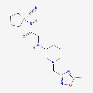 molecular formula C17H26N6O2 B2891552 N-(1-cyanocyclopentyl)-2-({1-[(5-methyl-1,2,4-oxadiazol-3-yl)methyl]piperidin-3-yl}amino)acetamide CAS No. 1384602-77-0