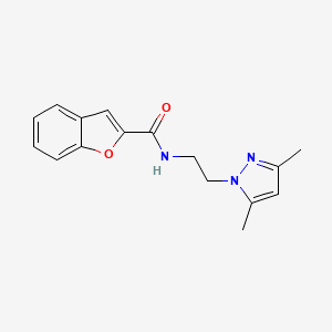 molecular formula C16H17N3O2 B2891619 N-(2-(3,5-dimethyl-1H-pyrazol-1-yl)ethyl)benzofuran-2-carboxamide CAS No. 1235000-29-9