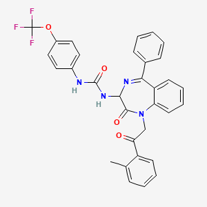N-(2,5-diaza-2-(2-(2-methylphenyl)-2-oxoethyl)-3-oxo-6-phenylbicyclo[5.4.0]undeca-1(7),5,8,10-tetraen-4-yl)((4-(trifluoromethoxy)phenyl)amino)formamide