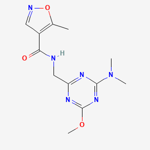 molecular formula C12H16N6O3 B2891646 N-((4-(dimethylamino)-6-methoxy-1,3,5-triazin-2-yl)methyl)-5-methylisoxazole-4-carboxamide CAS No. 2034515-77-8