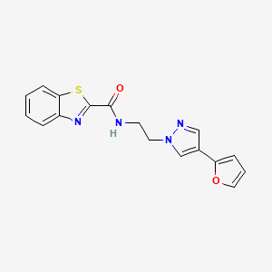 molecular formula C17H14N4O2S B2891662 N-(2-(4-(furan-2-yl)-1H-pyrazol-1-yl)ethyl)benzo[d]thiazole-2-carboxamide CAS No. 2034327-10-9