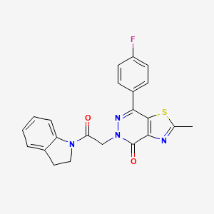 molecular formula C22H17FN4O2S B2891686 5-[2-(2,3-dihydro-1H-indol-1-yl)-2-oxoethyl]-7-(4-fluorophenyl)-2-methyl-4H,5H-[1,3]thiazolo[4,5-d]pyridazin-4-one CAS No. 941943-00-6