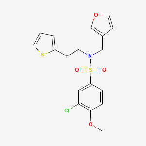 molecular formula C18H18ClNO4S2 B2891702 3-chloro-N-(furan-3-ylmethyl)-4-methoxy-N-(2-(thiophen-2-yl)ethyl)benzenesulfonamide CAS No. 1428359-27-6