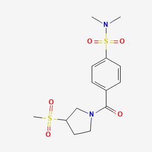 molecular formula C14H20N2O5S2 B2891704 4-(3-methanesulfonylpyrrolidine-1-carbonyl)-N,N-dimethylbenzene-1-sulfonamide CAS No. 1448050-90-5