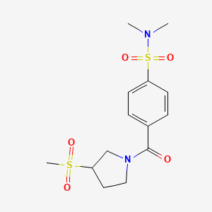 molecular formula C14H20N2O5S2 B2891704 N,N-dimethyl-4-(3-(methylsulfonyl)pyrrolidine-1-carbonyl)benzenesulfonamide CAS No. 1448050-90-5
