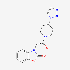 molecular formula C16H17N5O3 B2891709 3-(2-(4-(1H-1,2,3-triazol-1-yl)piperidin-1-yl)-2-oxoethyl)benzo[d]oxazol-2(3H)-one CAS No. 2320574-94-3