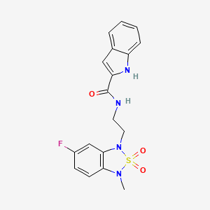 molecular formula C18H17FN4O3S B2891711 N-(2-(6-fluoro-3-methyl-2,2-dioxidobenzo[c][1,2,5]thiadiazol-1(3H)-yl)ethyl)-1H-indole-2-carboxamide CAS No. 2034453-59-1