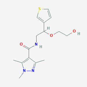 molecular formula C15H21N3O3S B2891730 N-(2-(2-hydroxyethoxy)-2-(thiophen-3-yl)ethyl)-1,3,5-trimethyl-1H-pyrazole-4-carboxamide CAS No. 2034315-52-9