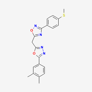 molecular formula C20H18N4O2S B2891765 5-{[5-(3,4-Dimethylphenyl)-1,3,4-oxadiazol-2-yl]methyl}-3-[4-(methylsulfanyl)phenyl]-1,2,4-oxadiazole CAS No. 1251588-00-7