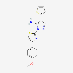 molecular formula C17H14N4OS2 B2891766 1-[4-(4-methoxyphenyl)-1,3-thiazol-2-yl]-4-(2-thienyl)-1H-pyrazol-5-amine CAS No. 955967-06-3