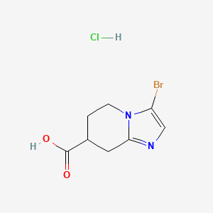 molecular formula C8H10BrClN2O2 B2891778 3-Bromo-5,6,7,8-tetrahydroimidazo[1,2-a]pyridine-7-carboxylic acid;hydrochloride CAS No. 2375269-70-6
