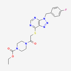 molecular formula C20H22FN7O3S B2891803 ethyl 4-[2-({3-[(4-fluorophenyl)methyl]-3H-[1,2,3]triazolo[4,5-d]pyrimidin-7-yl}sulfanyl)acetyl]piperazine-1-carboxylate CAS No. 863453-14-9