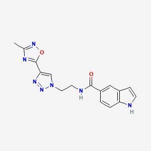 molecular formula C16H15N7O2 B2891805 N-(2-(4-(3-methyl-1,2,4-oxadiazol-5-yl)-1H-1,2,3-triazol-1-yl)ethyl)-1H-indole-5-carboxamide CAS No. 2034445-58-2