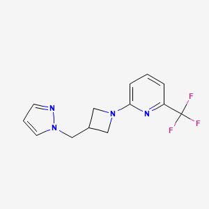 molecular formula C13H13F3N4 B2891809 2-{3-[(1H-pyrazol-1-yl)methyl]azetidin-1-yl}-6-(trifluoromethyl)pyridine CAS No. 2320859-64-9