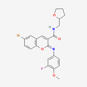 molecular formula C22H20BrFN2O4 B2891813 (2Z)-6-bromo-2-[(3-fluoro-4-methoxyphenyl)imino]-N-(tetrahydrofuran-2-ylmethyl)-2H-chromene-3-carboxamide CAS No. 1327168-12-6