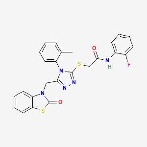 molecular formula C25H20FN5O2S2 B2891837 N-(2-fluorophenyl)-2-((5-((2-oxobenzo[d]thiazol-3(2H)-yl)methyl)-4-(o-tolyl)-4H-1,2,4-triazol-3-yl)thio)acetamide CAS No. 896677-83-1
