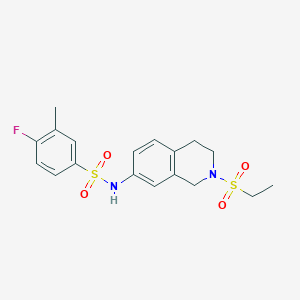 molecular formula C18H21FN2O4S2 B2891843 N-(2-(ethylsulfonyl)-1,2,3,4-tetrahydroisoquinolin-7-yl)-4-fluoro-3-methylbenzenesulfonamide CAS No. 955252-58-1