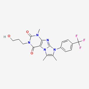 molecular formula C20H20F3N5O3 B2891860 3-(3-hydroxypropyl)-1,6,7-trimethyl-8-[4-(trifluoromethyl)phenyl]-1H,2H,3H,4H,8H-imidazo[1,2-g]purine-2,4-dione CAS No. 878734-21-5