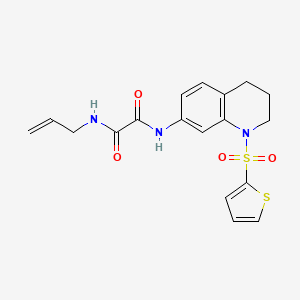 molecular formula C18H19N3O4S2 B2891881 N-(prop-2-en-1-yl)-N'-[1-(thiophene-2-sulfonyl)-1,2,3,4-tetrahydroquinolin-7-yl]ethanediamide CAS No. 898448-22-1