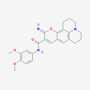 molecular formula C24H25N3O4 B2891927 N-(3,4-dimethoxyphenyl)-4-imino-3-oxa-13-azatetracyclo[7.7.1.0^{2,7}.0^{13,17}]heptadeca-1,5,7,9(17)-tetraene-5-carboxamide CAS No. 902507-51-1