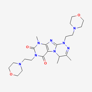 molecular formula C22H34N8O4 B2891962 3,4,9-trimethyl-1,7-bis(2-morpholinoethyl)-7,9-dihydro-[1,2,4]triazino[3,4-f]purine-6,8(1H,4H)-dione CAS No. 886907-70-6