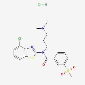 molecular formula C20H23Cl2N3O3S2 B2891963 N-(4-CHLORO-1,3-BENZOTHIAZOL-2-YL)-N-[3-(DIMETHYLAMINO)PROPYL]-3-METHANESULFONYLBENZAMIDE HYDROCHLORIDE CAS No. 1217118-20-1