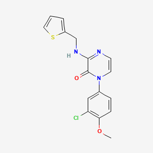 molecular formula C16H14ClN3O2S B2891981 1-(3-Chloro-4-methoxyphenyl)-3-{[(thiophen-2-yl)methyl]amino}-1,2-dihydropyrazin-2-one CAS No. 941887-66-7