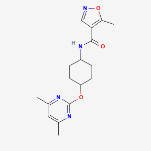 molecular formula C17H22N4O3 B2891995 N-((1r,4r)-4-((4,6-dimethylpyrimidin-2-yl)oxy)cyclohexyl)-5-methylisoxazole-4-carboxamide CAS No. 2034526-56-0