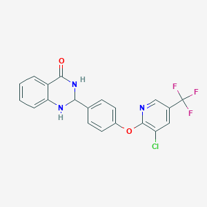 molecular formula C20H13ClF3N3O2 B2891998 2-(4-(3-Chloro-5-(trifluoromethyl)-2-pyridyloxy)phenyl)-1,2,3-trihydroquinazolin-4-one CAS No. 1023488-59-6