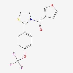 molecular formula C15H12F3NO3S B2892014 Furan-3-yl(2-(4-(trifluoromethoxy)phenyl)thiazolidin-3-yl)methanone CAS No. 2034472-21-2
