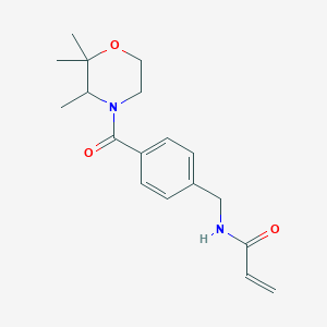 molecular formula C18H24N2O3 B2892034 N-[[4-(2,2,3-Trimethylmorpholine-4-carbonyl)phenyl]methyl]prop-2-enamide CAS No. 2198438-66-1