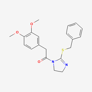 molecular formula C20H22N2O3S B2892035 1-[2-(benzylsulfanyl)-4,5-dihydro-1H-imidazol-1-yl]-2-(3,4-dimethoxyphenyl)ethan-1-one CAS No. 851864-36-3