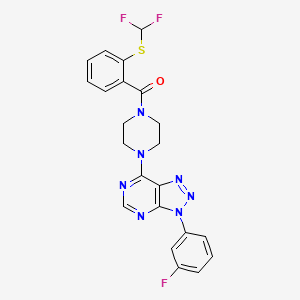 molecular formula C22H18F3N7OS B2892057 (2-((difluoromethyl)thio)phenyl)(4-(3-(3-fluorophenyl)-3H-[1,2,3]triazolo[4,5-d]pyrimidin-7-yl)piperazin-1-yl)methanone CAS No. 920388-78-9