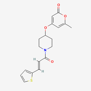 (E)-6-methyl-4-((1-(3-(thiophen-2-yl)acryloyl)piperidin-4-yl)oxy)-2H-pyran-2-one