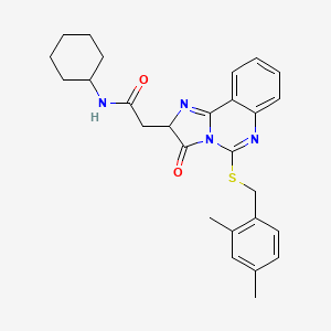 molecular formula C27H30N4O2S B2892124 N-cyclohexyl-2-(5-{[(2,4-dimethylphenyl)methyl]sulfanyl}-3-oxo-2H,3H-imidazo[1,2-c]quinazolin-2-yl)acetamide CAS No. 959547-76-3