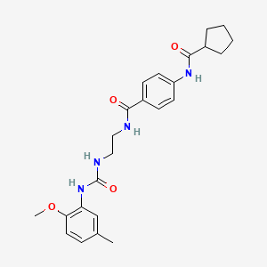 molecular formula C24H30N4O4 B2892128 4-(cyclopentanecarboxamido)-N-(2-(3-(2-methoxy-5-methylphenyl)ureido)ethyl)benzamide CAS No. 1172574-80-9